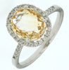 2.71CT DIAMOND & AAA CITRINE 14KT WHITE GOLD OVAL & ROUND CLASSIC HALO FUN RING