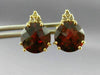 ESTATE 4.08CT DIAMOND & AAA GARNET 14KT YELLOW GOLD CLUSTER STUD EARRINGS #20871