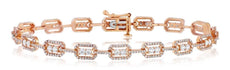 2.68CT DIAMOND 14KT ROSE GOLD ROUND RECTANGULAR BY THE YARD LOVE TENNIS BRACELET