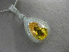 ESTATE 4.48CT DIAMOND & AAA YELLOW SAPPHIRE 14K WHITE GOLD PEAR SHAPE NECKLACE