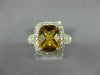 EXTRA LARGE 3.40CT DIAMOND & AAA CITRINE 14KT 2 TONE GOLD CUSHION FILIGREE RING