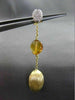 ESTATE .21CT DIAMOND & CITRINE 18KT TWO TONE GOLD 3D OVAL ROUND HAMMER EARRINGS