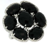 ESTATE LARGE .40CT DIAMOND & AAA ONYX 14K WHITE GOLD MULTI SHAPE FLOWER FUN RING