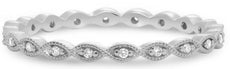 ESTATE .06CT DIAMOND 14KT WHITE GOLD INFINITY FILIGREE ETERNITY ANNIVERSARY RING