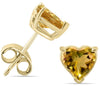 ESTATE 1.0CT AAA CITRINE 14KT YELLOW GOLD CLASSIC HEART SHAPE SOLITAIRE EARRINGS