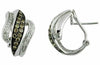 .68CT WHITE & MOCHA DIAMOND 14KT WHITE GOLD PAVE LOVE KNOT LEAF CLIP ON EARRINGS