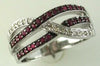 ESTATE .35CT DIAMOND & AAA RUBY 14K WHITE GOLD 3D CRISS CROSS INFINITY LOVE RING