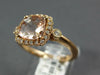 1.48CT DIAMOND & AAA MORGANITE 14KT ROSE GOLD CUSHION & ROUND HALO FILIGREE RING