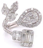 LARGE 2.22CT DIAMOND 18KT WHITE GOLD MULTI SHAPE CLUSTER INVISIBLE LEAF FUN RING