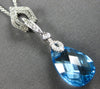 LARGE 6.21CT DIAMOND & AAA BLUE TOPAZ 14KT WHITE GOLD TEAR DROP FLOATING PENDANT