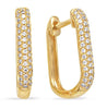 .27CT DIAMOND 14K YELLOW GOLD 3D CLASSIC 3 ROW PAVE SQUARE HOOP HANGING EARRINGS