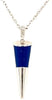 .03CT DIAMOND & BLUE ENAMEL 18KT WHITE GOLD 3D RECTANGULAR FUN FLOATING PENDANT