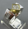WIDE .87CT DIAMOND 14KT 2 TONE GOLD PRINCESS INVISIBLE SIDEWAY SQUARE MENS RING