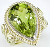Estate 15.16Ct Diamond & AAA Lemon Quartz 14Kt Yellow Gold Pear Shape & Round Fun Ring