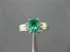 ESTATE .97CT DIAMOND & EMERALD 14KT WHITE GOLD ENGAGEMENT RING BEAUTIFUL! #21750