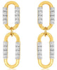 ESTATE .48CT DIAMOND 14K 2 TONE GOLD DOUBLE OVAL PAPERCLIP LINK HANGING EARRINGS