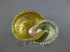 WIDE .34CT WHITE & FANCY YELLOW DIAMOND 18K 2 TONE GOLD DOUBLE SHELL FLOWER RING
