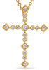 LARGE .30CT DIAMOND 14KT YELLOW GOLD FILIGREE GEOMETRICAL CROSS FLOATING PENDANT