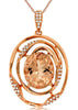 LARGE 4.17CT DIAMOND & AAA MORGANITE 14KT ROSE GOLD 3D OVAL & ROUND FUN PENDANT