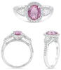 2.75CT DIAMOND & AAA PINK SAPPHIRE PLATINUM 3D OVAL & PEAR SHAPE ENGAGEMENT RING