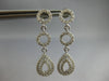 .95CT DIAMOND 14K WHITE GOLD 3D CIRCLE OF LIFE DOUBLE TEAR DROP HANGING EARRINGS