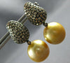 ESTATE LARGE 2.65CT MOCHA DIAMOND & AAA GOLDEN SOUTH SEA PEARL 18KT BLACK GOLD EARRINGS