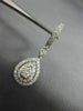 ESTATE 1.02CT DIAMOND 14KT WHITE GOLD 3D TEAR DROP HALO HUGGIE HANGING EARRINGS