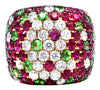 LARGE 9.96CT DIAMOND & AAA RUBY & EMERALD 18KT YELLOW GOLD 3D ANNIVERSARY RING