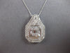 EXTRA LARGE 2.20CT DIAMOND 14KT WHITE GOLD ROUND & BAGUETTE DOUBLE HALO PENDANT