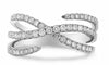 WIDE .48CT DIAMOND 14KT WHITE GOLD 3D MULTI ROW CRISS CROSS INFINITY LOVE RING