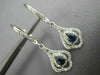 ESTATE .69CT DIAMOND & SAPPHIRE 14K WHITE GOLD TEAR DROP FLOWER HANGING EARRINGS