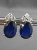 ESTATE 4.23CT DIAMOND & AAA OVAL SAPPHIRE 14KT WHITE GOLD STUD EARRINGS #24449
