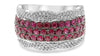 LARGE 1.94CT DIAMOND & AAA RUBY 14KT WHITE GOLD 3D MULTI ROW ANNIVERSARY RING