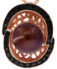 .37CT BLACK DIAMOND & AAA BROWN PEARL 14K ROSE GOLD 3D OVAL FUN FLOATING PENDANT