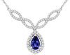 .67CT DIAMOND & AAA TANZANITE 14KT WHITE GOLD PEAR SHAPE & ROUND LOVE NECKLACE