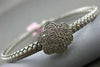 ESTATE .50CT DIAMOND 14KT WHITE GOLD 3D FLOWER MESH FLEXIBLE BANGLE BRACELET