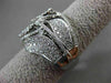 ANTIQUE LARGE 1.35CT DIAMOND 18KT WHITE GOLD 3 DIMENSIONAL LEAF FLORAL FUN RING