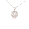 .50CT DIAMOND 18KT WHITE GOLD 3D ROUND FLOWER SOLITAIRE CIRCULAR HALO PENDANT