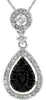 .46CT WHITE & BLACK DIAMOND 14KT WHITE GOLD CLUSTER TEAR DROP FLOATING PENDANT