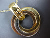 ESTATE LARGE .73CT DIAMOND 18KT TRI COLOR GOLD CIRCLE OF LIFE TRINITY PENDANT