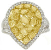 LARGE 3.80CT WHITE & FANCY YELLOW DIAMOND 18KT 2 TONE GOLD MULTI SHAPE FUN RING