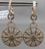 ANTIQUE 3.49CT DIAMOND 18KT ROSE GOLD FLORAL SNOWFLAKE HANGING EARRINGS