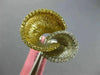 WIDE .34CT WHITE & FANCY YELLOW DIAMOND 18K 2 TONE GOLD DOUBLE SHELL FLOWER RING