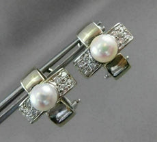 ANTIQUE DIAMOND & AAA SOUTH SEA PEARL 14KT WHITE GOLD CLIP ON EARRINGS #2666