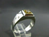 ESTATE .20CT OLD MINE DIAMOND 14KT TWO TONE GOLD SQUARE MENS GYPSY RING #1234