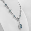 EXTRA LARGE 52.67CT DIAMOND & AQUAMARINE 18KT WHITE GOLD OVAL & ROUND NECKLACE