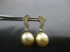 ESTATE LARGE .6CT DIAMOND & AAA GOLDEN SOUTH SEA PEARL 18K YELLOW GOLD CHANNEL EARRINGS