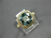 ESTATE WIDE 2.08CT DIAMOND & AAA AQUAMARINE 14K ROSE GOLD SQUARE ENGAGEMENT RING