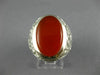 ESTATE EXTRA LARGE 925 STERLING SILVER AAA RED AGATE FILIGREE MENS RING #26550