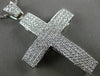 EXTRA LARGE 2.16CT DIAMOND 18KT WHITE GOLD CLASSIC MULTI ROW PAVE CROSS PENDANT
